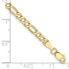 10k 3.5mm Yellow Gold Semi-Solid Figaro Chain