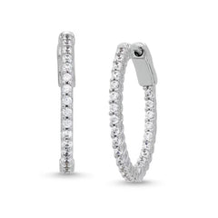 1/2 CT. T.W. Diamond Inside-Out Hoop Earrings in 10K White Gold