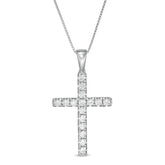 1/2 CT. T.W. Certified Lab-Grown Diamond Cross Pendant in 14K White Gold (F/SI2)