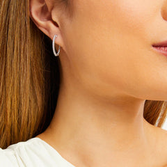 1/2 CT. T.W. Diamond Inside-Out Hoop Earrings in 10K White Gold