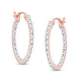 1 CT. T.W. Diamond Double Row Hoop Earrings in 10K Rose Gold