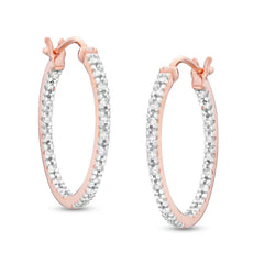 1 CT. T.W. Diamond Double Row Hoop Earrings in 10K Rose Gold