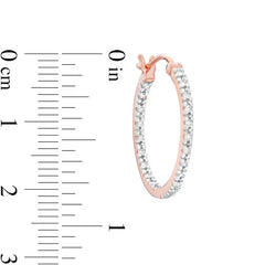 1 CT. T.W. Diamond Double Row Hoop Earrings in 10K Rose Gold