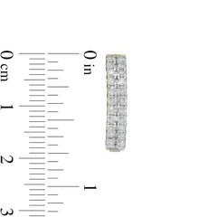 1 CT. T.W. Diamond Double Row Hoop Earrings in 10K Gold