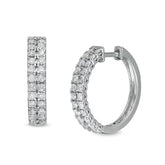 1 CT. T.W. Diamond Double Row Hoop Earrings in 10K White Gold