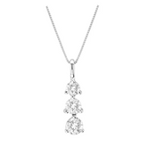 1 CT. T.W. Diamond Linear Three Stone Drop Pendant in 14K White Gold