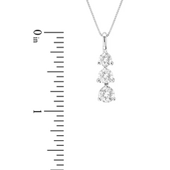 1 CT. T.W. Diamond Linear Three Stone Drop Pendant in 14K White Gold
