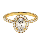 1 CT. T.W. Oval Certified Lab-Grown Diamond Frame Engagement Ring in 14K Gold (F/SI2)