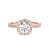 1-1/2 CT. T.W. Certified Lab-Grown Diamond Cushion-Shaped Frame Engagement Ring in 14K Rose Gold (F/SI2)