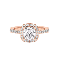 1-1/2 CT. T.W. Certified Lab-Grown Diamond Cushion-Shaped Frame Engagement Ring in 14K Rose Gold (F/SI2)