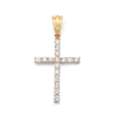 0.98 CT. T.W. Diamond Cross Pendant in 10K Yellow Gold
