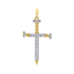 1.50 CT. T.W. Diamond Nail Cross Pendant in 10K Yellow Gold