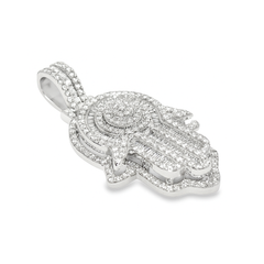 1.20 CT. T.W. Diamond Hamsa Pendant in 10K White Gold