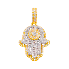 1.00 CT. Diamond Hamsa Pendant in 10K Yellow Gold
