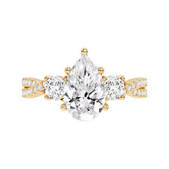 2-3/4 CT. T.W. Pear-Shaped Certified Lab-Grown Diamond Three Stone Engagement Ring in 14K Gold (F/SI2)