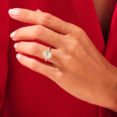 1 CT. T.W. Oval Certified Lab-Grown Diamond Frame Engagement Ring in 14K Gold (F/SI2)