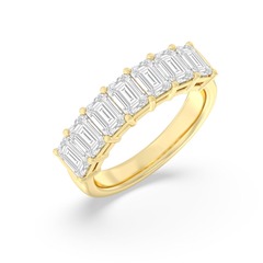 3 CT. T.W. Emerald-Cut Certified Lab-Grown Diamond Seven Stone Anniversary Band in 14K Gold (F/SI2)