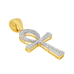 0.50 CT. T.W. Diamond Ankh Cross Pendant in 10K Yellow Gold
