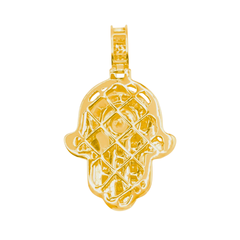 1.00 CT. Diamond Hamsa Pendant in 10K Yellow Gold