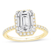 3-1/2 CT. T.W. Emerald-Cut Certified Lab-Grown Diamond Frame Engagement Ring in 14K Gold (F/VS2)