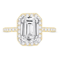 3-1/2 CT. T.W. Emerald-Cut Certified Lab-Grown Diamond Frame Engagement Ring in 14K Gold (F/VS2)