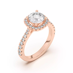 1-1/2 CT. T.W. Certified Lab-Grown Diamond Cushion-Shaped Frame Engagement Ring in 14K Rose Gold (F/SI2)