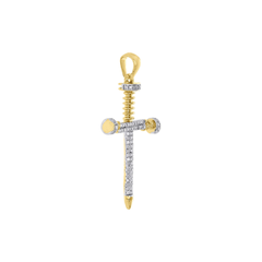 1.50 CT. T.W. Diamond Nail Cross Pendant in 10K Yellow Gold