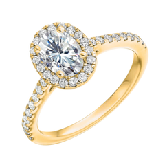 1 CT. T.W. Oval Certified Lab-Grown Diamond Frame Engagement Ring in 14K Gold (F/SI2)