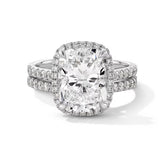 4-5/8 CT. T.W. Cushion-Cut Certified Lab-Grown Diamond Frame Bridal Set in 14K White Gold (F/VS2)