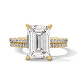 5-5/8 CT. T.W. Emerald-Cut Certified Lab-Grown Diamond Bridal Set in 14K Gold (F/VS2)