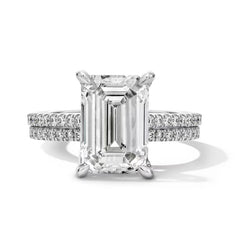 5-5/8 CT. T.W. Emerald-Cut Certified Lab-Grown Diamond Bridal Set in 14K Gold (F/VS2)