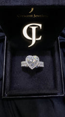 14Kt White Gold with total 3.85ctw Lab Grown Diamonds, 1.97ctw Heart shape Centre Diamonds Bridal Set (Ring)