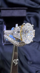 14Kt Yellow Gold with total 4.44ctw Lab Grown Diamonds, 3.00ctw Oval shape Centre Diamond Bridal Set (Ring)