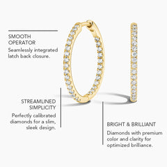 Diamond Fashion High Hoop Earrings 2.20 ctw 14K White Gold