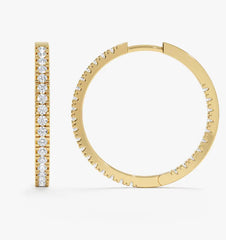 Diamond Hoop Earrings 2 ctw 10K Yellow Gold