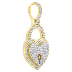Heart-Shaped Lock Pendant 0.68 ct. Diamond 10K Yellow Gold