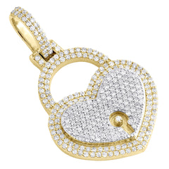 Heart-Shaped Lock Pendant 0.68 ct. Diamond 10K Yellow Gold