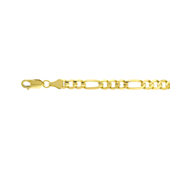 10k 3.5mm Yellow Gold Semi-Solid Figaro Chain