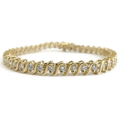 1.00 ctw 10K Yellow Gold S-Link Diamond Tennis Bracelet