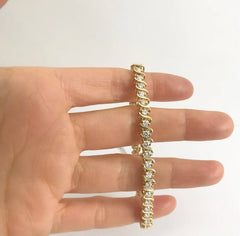1.00 ctw 10K Yellow Gold S-Link Diamond Tennis Bracelet