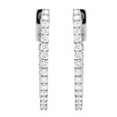 ctw 10K White Gold Diamond Endless Hoop Earrings 1.00
