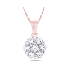 0.25 CT. Diamond Flower Pendant in 10K Rose Gold