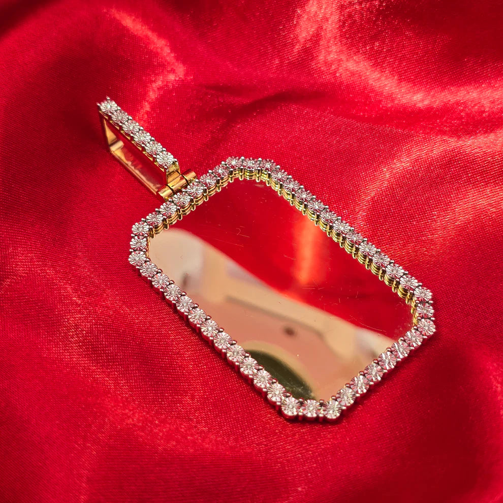 10k Yellow Gold Rectangle Shaped Diamond Memory Pendant 0.23 ctw