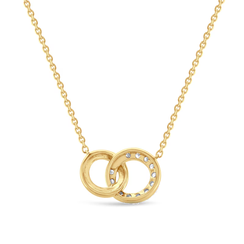 1/10 CT. T.W. Diamond Interlocking Circles Necklace in 10K Gold