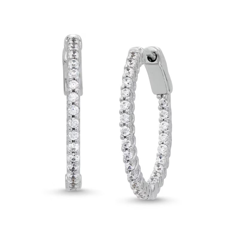 1/2 CT. T.W. Diamond Inside-Out Hoop Earrings in 10K White Gold