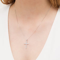 1/2 CT. T.W. Certified Lab-Grown Diamond Cross Pendant in 14K White Gold (F/SI2)