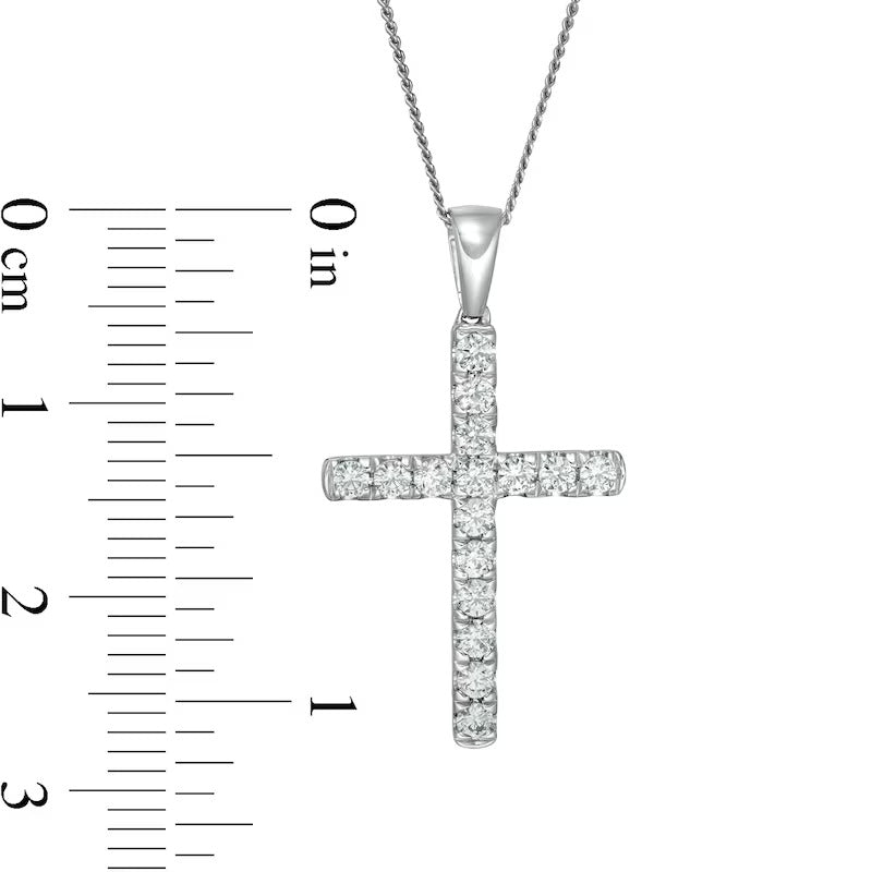 1/2 CT. T.W. Certified Lab-Grown Diamond Cross Pendant in 14K White Gold (F/SI2)