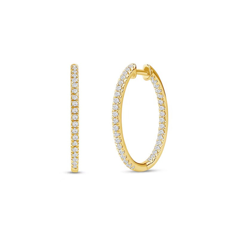 1/2 CT. T.W. Certified Lab-Grown Diamond Inside-Out Hoop Earrings in 14K White Gold (F/SI2)