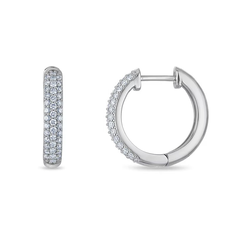 1/2 CT. T.W. Certified Lab-Grown Diamond Triple Row Hoop Earrings in 10K Gold (F/VS2)