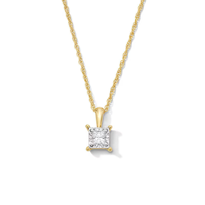 14 CT. Princess-Cut Diamond Miracle Solitaire Pendant in Sterling Silver (JI3)